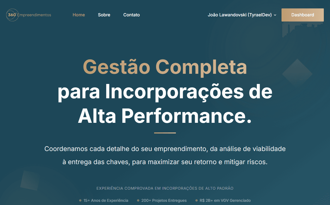 WebApp 360 Empreendimentos - Portal de Vendas