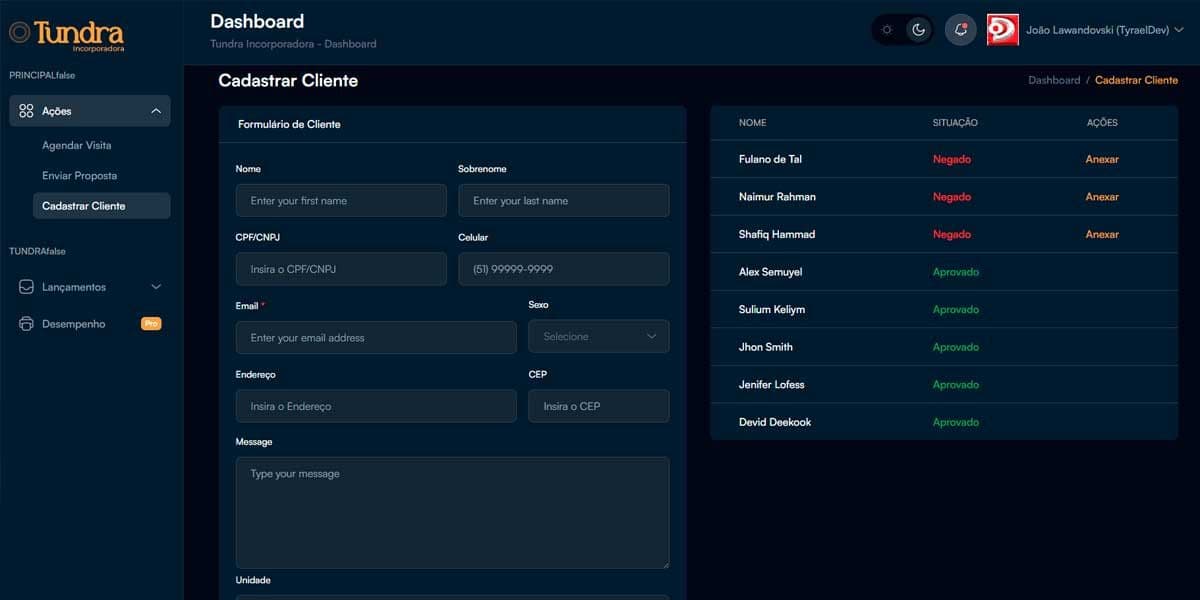 Tundra Corretores – Empowering Tundra Incorporadora's Sales Force with an Integrated Web App (Nearing Launch)